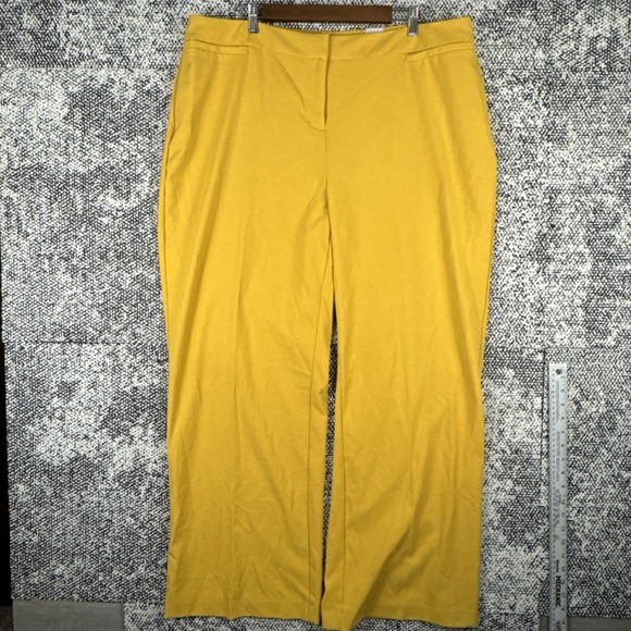 Ashley Stewart The Wide Leg Pants Women 20 (FITS 40 X 31) Yellow Polyester Blend - Picture 1 of 10